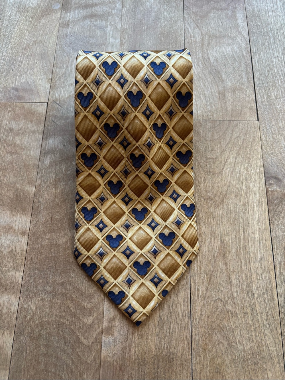 Vintage Disney Gold Men's Tie with Navy Mickey Motif